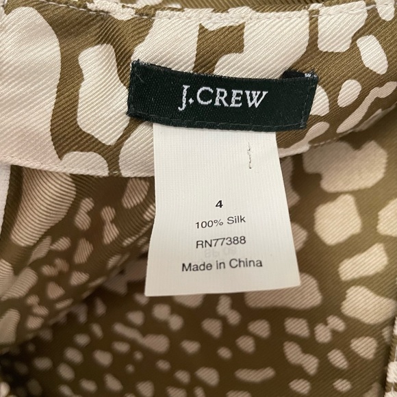 JCrew Silk Blouse with 3/4 sleeves, wide square neckline in animal print - Picture 7 of 7